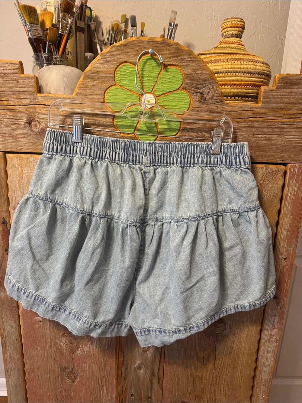 Free People Fleur Light Blue Ruffle Denim Shorts - Women - Picture 6 of 12